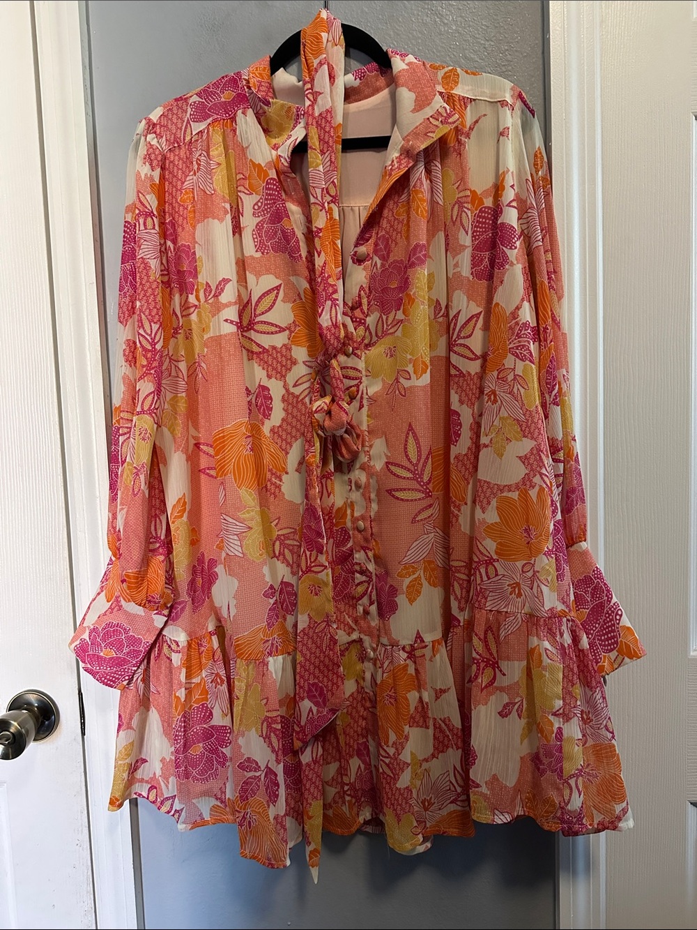 Fate Pink, Orange & Cream Floral Mini Dress - Picture 3 of 8